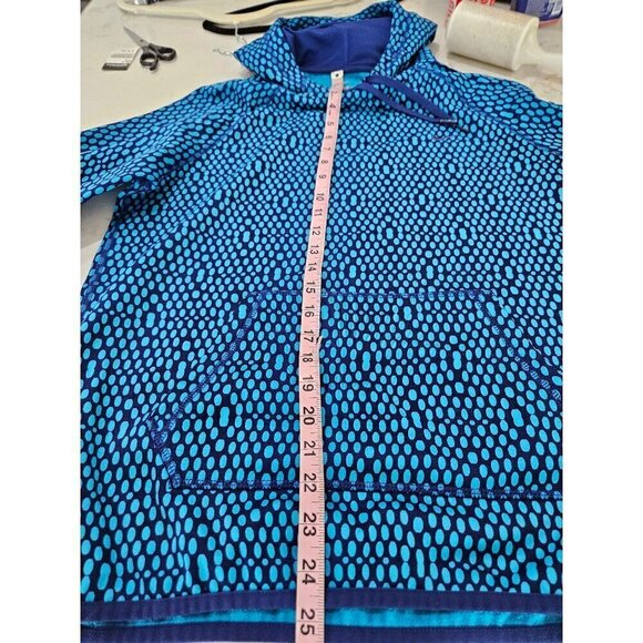 Nike Therma-Fit Sweatshirt Hooded Pullover Size Medium Blue & Teal Polka Dot - Picture 6 of 7